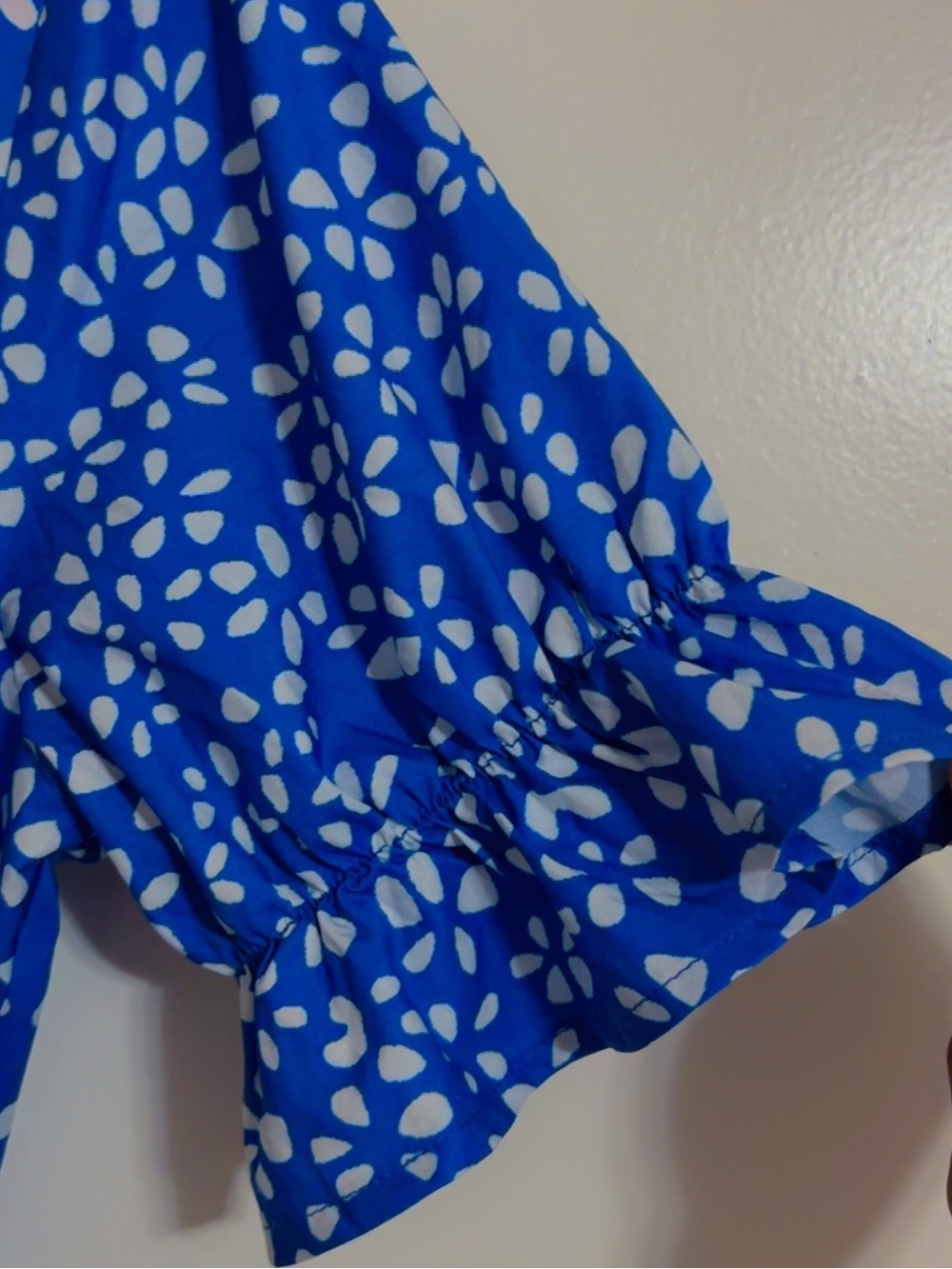 Blue Floral Wrap Dress - Women's Summer Dress - Picture 5 of 6